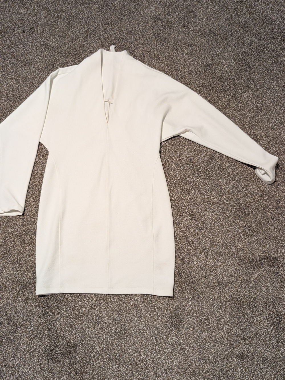 Minimalist Cream Long-Sleeve Mini Dress